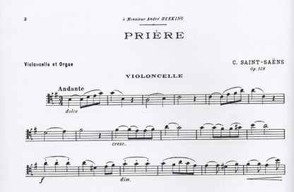 Saint-Saens, C.: Priere, Op.158 (cello, and organ)