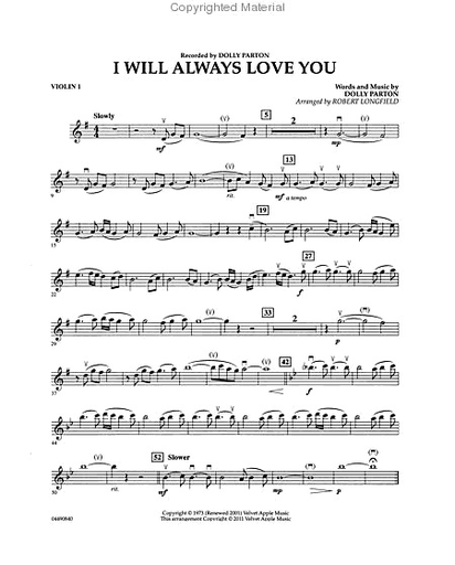 Parton, Dolly: I Will Always Love You-Pops for String Quartet (score and parts)