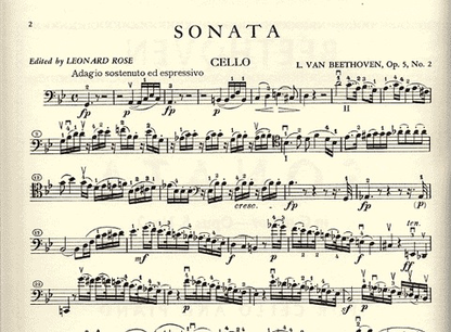 Beethoven (Rose): Sonata in G minor Op.5#2 g (cello & piano)