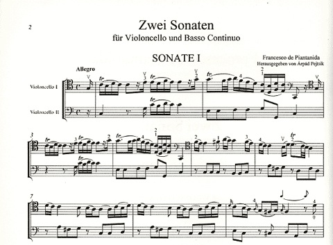 de Piantanida, F.: 2 Cello Sonatas (cello, piano & cello ad lib)