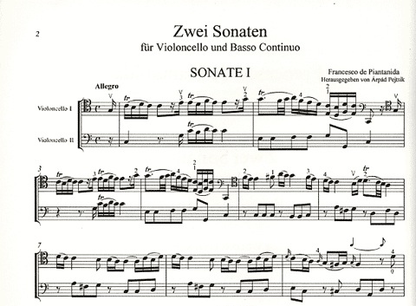 de Piantanida, F.: 2 Cello Sonatas (cello, piano & cello ad lib)