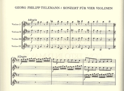 Telemann, G.P.: Concerto in D major (4 Violins) Barenreiter
