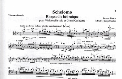 Bloch, Ernest (Starker): Schelomo Rhapsodie Hebraique (cello & piano)