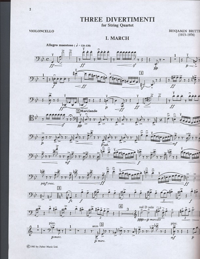 Britten, Benjamin: Divertimenti (1936) Alla Marcia (1933) for string quartet