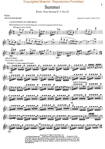 Vivaldi, A. (Klopcic): ''Summer'' from 4 Seasons (violin & piano)