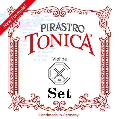 Pirastro TONICA violin string set, medium, steel ball-end E & silver D,