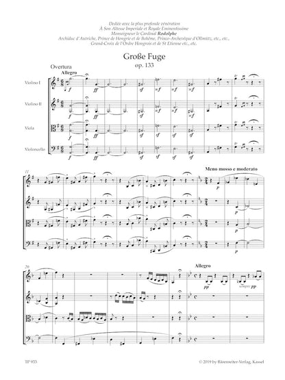 Beethoven (Del Mar): Grosse Fuge for String Quartet op. 133 (study score) Barenreiter