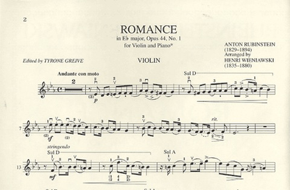 Rubinstein (Wienwiaski): Romance in Eb major Op.44 No.1 (violin & piano)