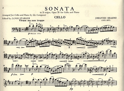 Brahms, Johannes (Starker): Sonata Op.78 in D major (cello & piano)