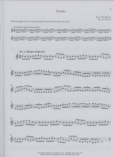 Wohlfahrt, F. & Kelly, R.: Studies, Op. 45, Volume I, for Violin with Newly Composed Violin Accompaniments (violin)