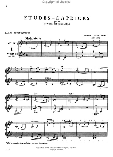 Wieniawski (Gingold): Etudes-Caprices, Op.18 (violin w/ 2nd violin ad lib.)