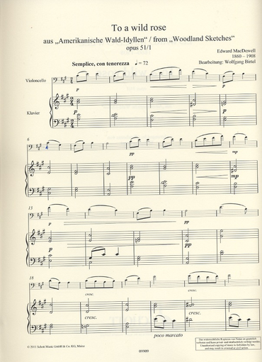 MacDowell, Edward: To a Wild Rose, Op. 51, No.1 (cello & piano)