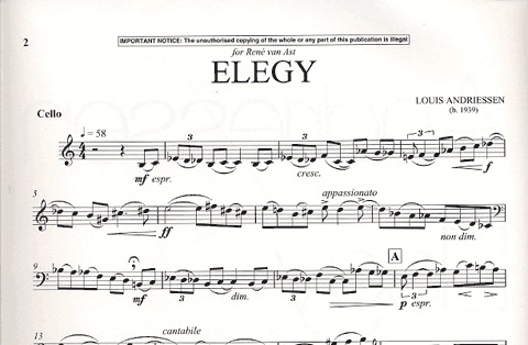 Andriessen, L.: Elegy (Cello or Bass & piano)