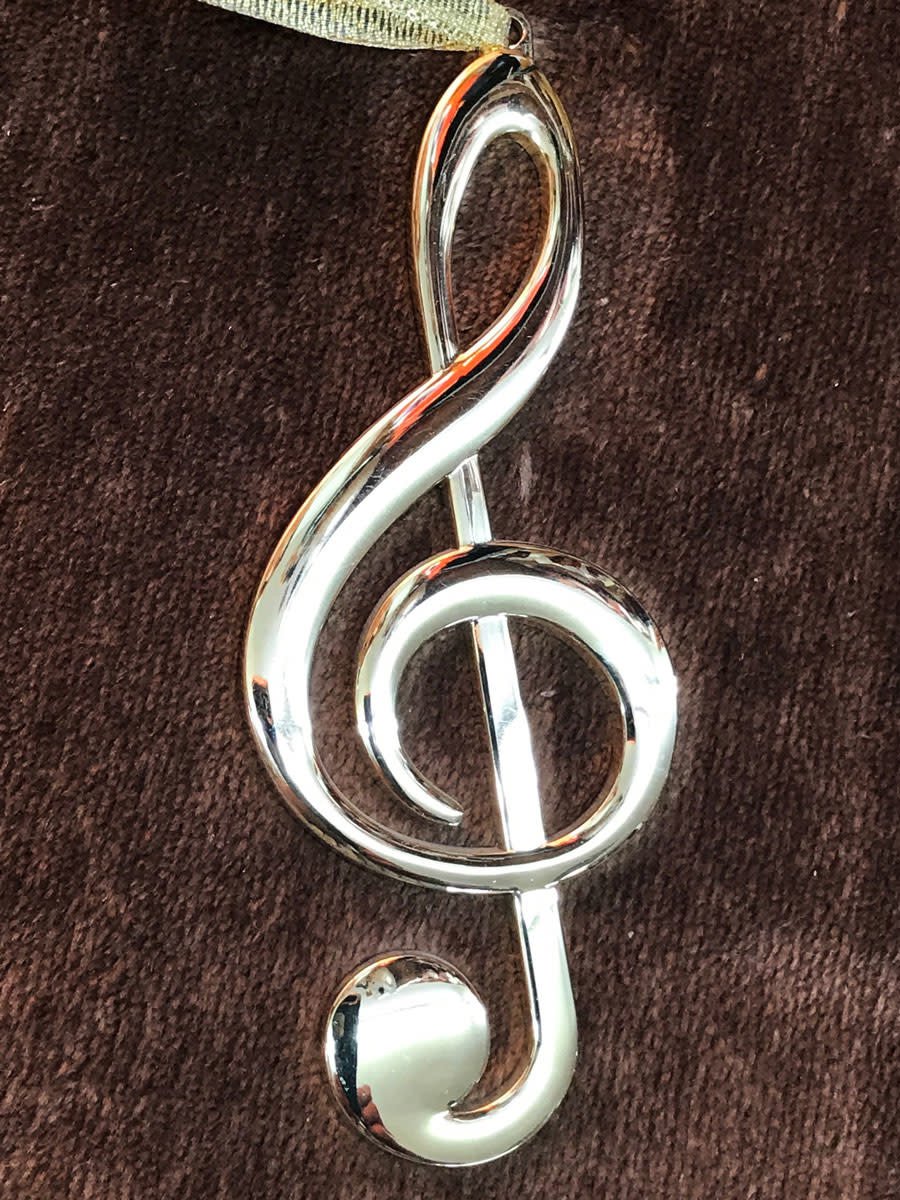 G-Clef (treble-clef) Ornament - Gold plated, 5"
