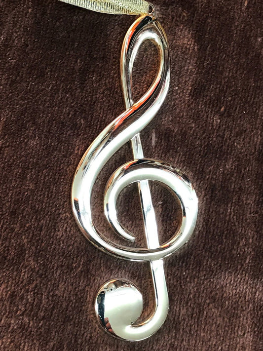 G-Clef (treble-clef) Ornament - Gold plated, 5"
