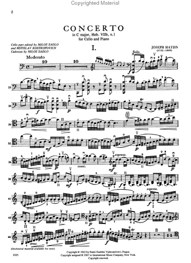 Haydn, F.J. (Rostropovich): Concerto in C major, Hob. 7,  No.1 (cello & piano) IMC