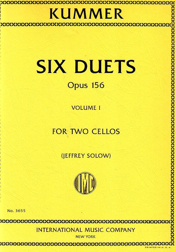 Kummer (Solow): Six Duets, Op. 156, Vol. 1 (2 cellos)