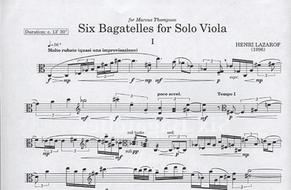 Lazarof: 6 Bagatelles (solo viola)