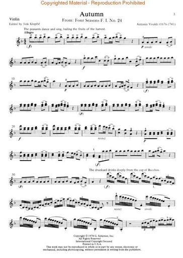 Vivaldi, A. (Klopcic): ''Autumn'' - Four Seasons, Op.8 (violin, and piano accompaniment)