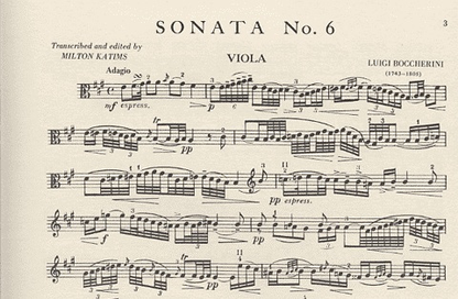 Boccherini, Luigi (Katims): Sonata #6 in A (viola & piano)