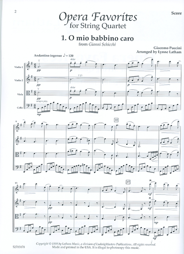 Latham, L.: Opera Favorites (string quartet)
