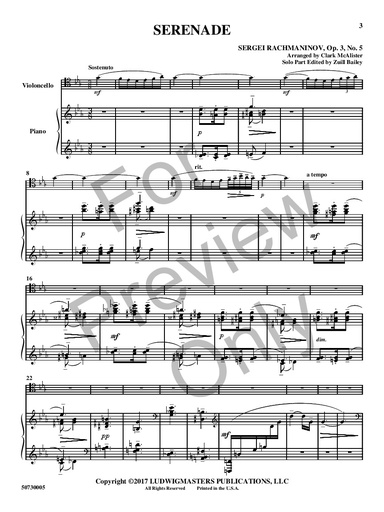 Rachmaninov: Serenade Op.3, No.5 (cello, piano) Ludwig Masters