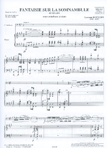 Bottesini, Giovanni: Fantaisie sur somnambule (bass & piano)