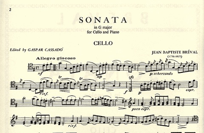 Breval, J.B. (Cassado): Sonata in G Major (cello & piano)