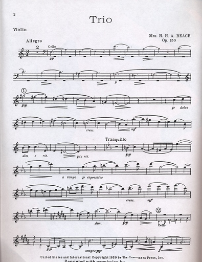 Beach, Amy: Trio Op.150 (violin, piano, cello)