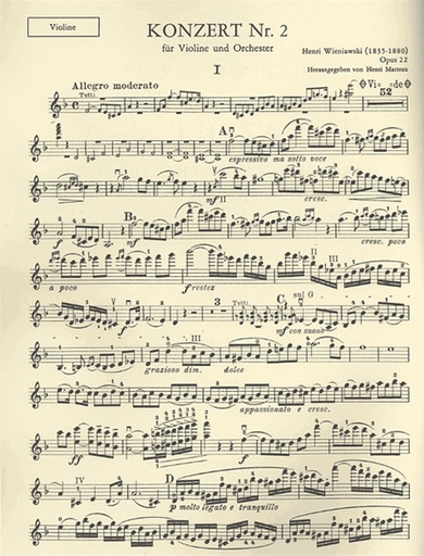Wieniawski, Henri (Marteau): Violin Concerto No. 2, Op. 22 in d minor (violin, piano) PETERS