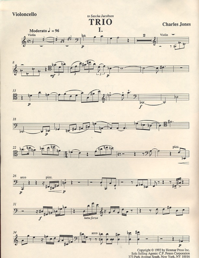 Jones, Charles: Trio (violin, viola & cello) score & parts
