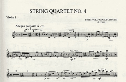 Goldschmidt, B. : String Quartet No. 4 (1992), (2 violins, viola, and cello)