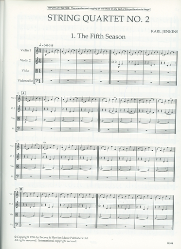 Jenkins, K.: String Quartet No. 2 (score and parts)