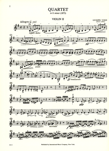 Verdi, Giuseppe: String Quartet in e minor, 1873 (set of parts)