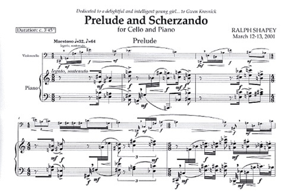 Shapey, Ralph: Prelude and Scherzando (cello & piano)
