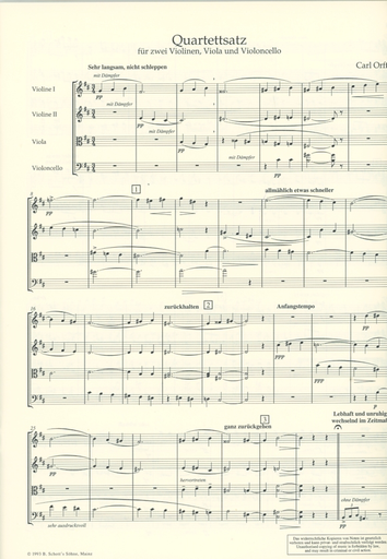 Orff, C.: Quartet Piece (2 violins, viola, and, cello)