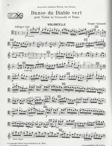 Cassado, Gaspar: Danse du Diable Vert (Cello & Piano)