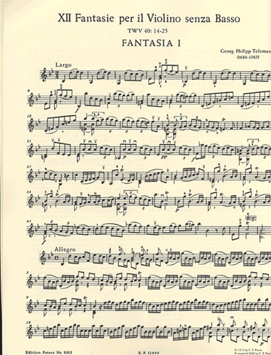 Telemann, G.P.: 12 Fantasias (Violin Solo)