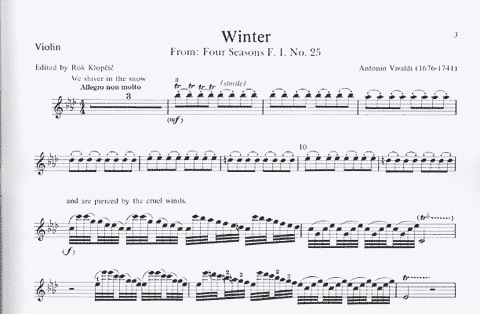 Vivaldi, A. (Klopcic): ''Winter'' - Four Seasons, Op.8 (violin, and piano accompaniment)