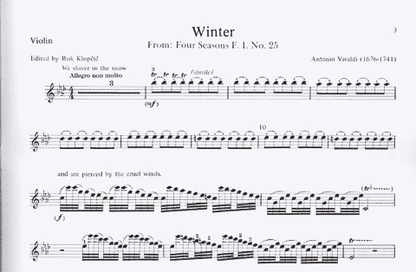 Vivaldi, A. (Klopcic): ''Winter'' - Four Seasons, Op.8 (violin, and piano accompaniment)