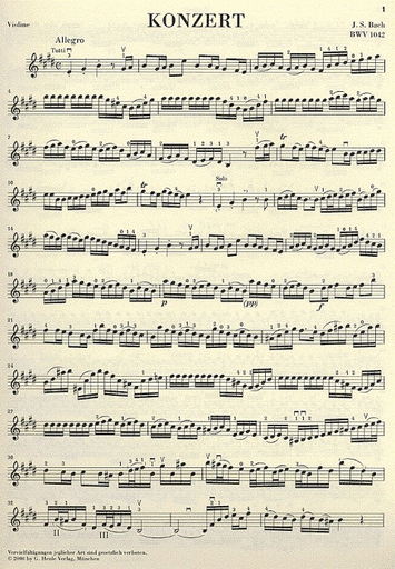 Bach, J.S. (Eppstein, ed.): Concerto No. 2 in E Major , BWV 1042, urtext (violin and piano)