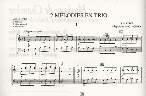 Haydn, F.J. (Voirpy): 2 Melodies en Trio pour violin, viola (or violin 2) cello