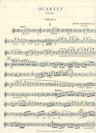 Chausson, Ernest: String quartet in c minor, Op.35-unfinished (parts)