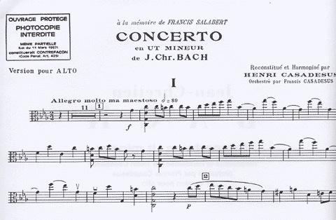 Bach, J.C. (Casadesus): Concerto in C minor (viola & piano)