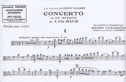 Bach, J.C. (Casadesus): Concerto in C minor (viola & piano)