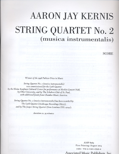 Kernis, Aaron Jay: String Quartet No. 2- musica instrumentalis (score and parts)