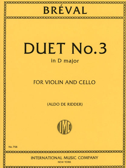 Breval, J.B.: Duet #3 in D Major (violin, cello) IMC