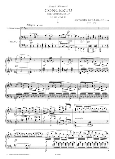 Dvorak, Antonin: Cello Concerto in B Minor op. 104 (cello & piano) Barenreiter