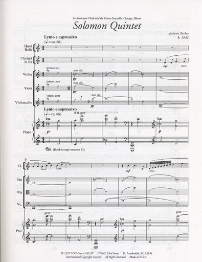 Berkey, Jackson: Solomon Quintet (clarinet, violin, viola, cello, piano)