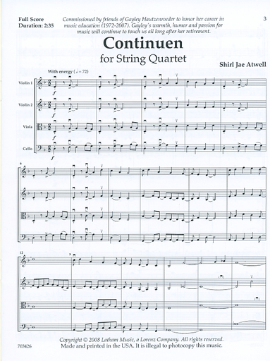Atwell, Shirl Jae: Continuen for String Quartet